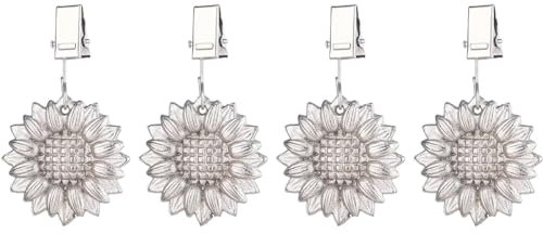 FANXIYA 4 Stück Tischdeckenbeschwerer für Draußen Tischtuchklammer Set Tischdecken Beschwerer mit Stahl Klammer Metall Tischtuch-Clips für Picknicks, Geburtstagsfeiern, Hochzeitsfeiern (Sonnenblume 4)