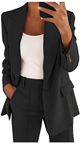 2024 AI - Women's Plus Size Elegant Sporty Summer Fitted Suit Business Oversize Elegant Spring Thin Transition Short Wool Funnel Neck Coat Women (Black, XXXL)