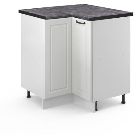 Vicco Eckunterschrank R-Line, Weiß Landhaus/Weiß, 75.6 cm, AP Anthrazit