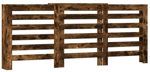 ** vidaXL Radiator Cover Heater Shelf - Smoked Oak Engineered Wood, Modern Slatted Design, Living Room Decor, 156/205 x 21.5 x 83.5 cm