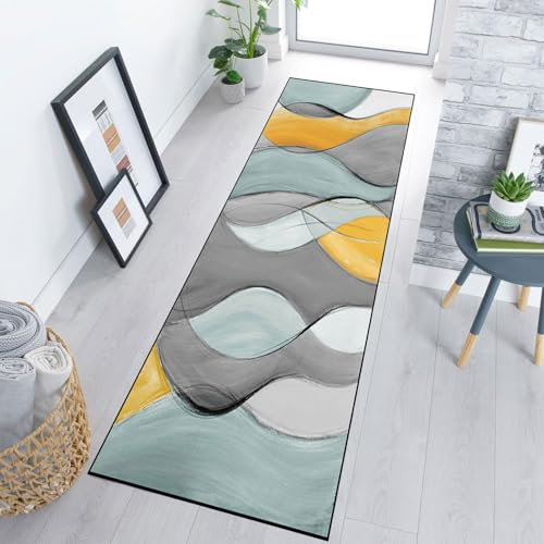 SUNLIMEI Teppichläufer 110 x 170 cm Waschbar rutschfest Läufer Teppich, Flurläufer Korridor mit Gelrücken, Modern Design, Pflegeleicht für Eingang, Esszimmer, A