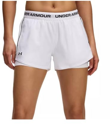 Under Armour Women's UA Tech Play Up 2-in-1 Shorts Parte Inferior, Blanco, Negro, L para Mujer