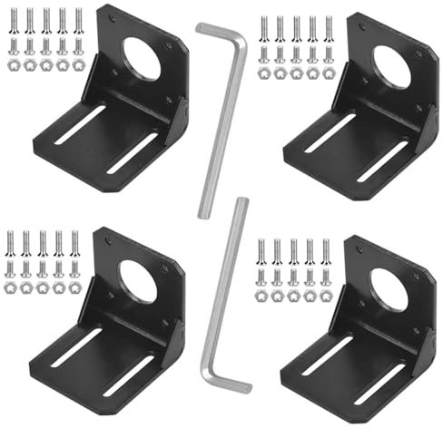 Zythrem 4 Stück Schrittmotor Halterung 42 Stepper Motor Halterung Nema 17 Schrittmotorhalter 3D Drucker Schrittmotor Stahl Halterung mit Schrauben Sechskantschlüssel