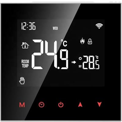 Termostato WiFi para caldera de gas, termostato Wi-Fi, pantalla LCD, botón táctil, retroiluminado, programable con Alexa Google Home y teléfono App