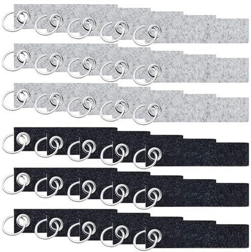 30 Stück Schlüsselanhänger Filz, 13 x 3 cm Filz Schlüsselanhänger Rohling mit Edelstahl Ring, Blanko Schlüsselanhängers, Personalisierte Schlüsselanhängers für DIY Handwerk Dekoration Taschen Basteln