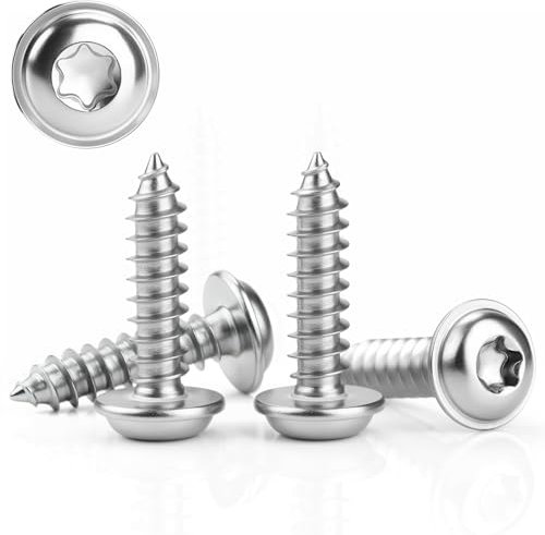 80 Stück Blechschrauben Edelstahl M4x16mm Linsenkopfschrauben Holz Tellerkopfschrauben Holzschrauben Flachkopf mit Scheibe 304 Rostfrei Selbstschneidende Torx A2 V2A Schrauben Vollgewinde(Silber)