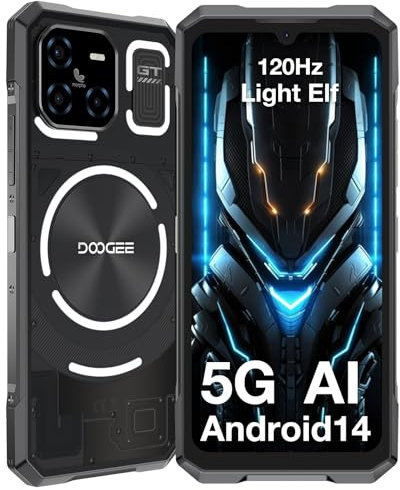 DOOGEE Blade GT (2025) Rugged Smartphone 5G, Dynamic LED Light Effect, Dimensity D7050, 32GB+256GB/2TB, 120Hz 6.72’’FHD+, Rugged Phone Unlocked Android 14, 48MP, Face Unlock/Fingerprint/WIFI6/NFC