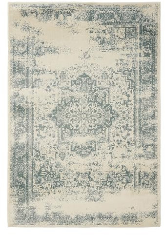 benuta Basic Teppich Suki - Creme/Mint 60x120 cm - Kunstfaser - Rechteckig & im Style: Vintage, Orient Style - Pflegeleicht für Wohnzimmer Schlafzimmer