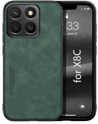 Kepuch Silklike Funda para Honor X8C - Case Carcasa Placa de Metal Incorporada - Verde