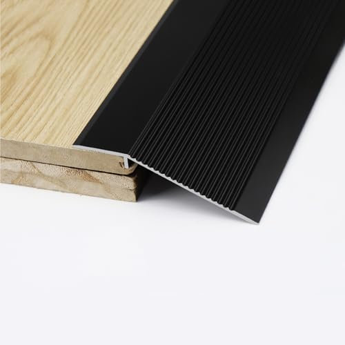 Aluminum Floor Transition Strip, Threshold Ramp, Door Bar, Tile/Laminate/Lino/Wooden Floor to Vinyl or Carpet Transition Strip - Doorway Threshold Bar/Ramp Edging Trim, Durable and Aesthetic(Black)