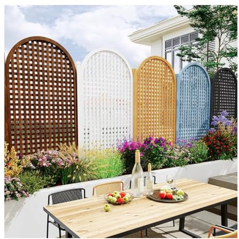 GRRICEPL Outdoor Privacy Fence Screen, Wooden Garden Divider Panel for Patio, Yard & Balcony, Wall-Mounted Trellis for Climbing Plants & Decoration(Orange,90x150 cm)