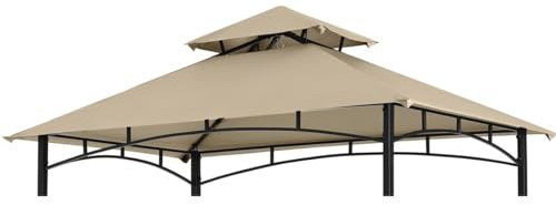 Ersatzabdeckung for Gartenpavillon, 3 x 3 m, wasserdicht, Terrassenüberdachung, Zeltdach, doppelstöckiger Grillpavillon for den Außenbereich, Grillüberdachung, Grillzelt, Unterstand (NUR OBERTEIL)(Bro