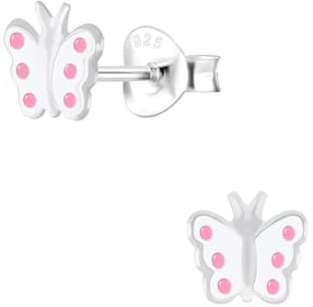 Monkimau Mädchen Ohrringe Schmetterling | Ohrstecker aus 925 Sterling Silber | Kinderohrringe hypoallergen