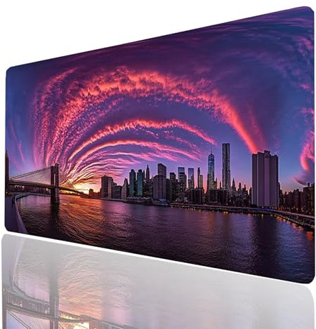 Mouse Mat City Desk Mat Large 80x40x0.3CM Waterproof Gaming Mouse Pad New York Mousepad Soft Smooth Surface and Non-Slip Rubber Base Keyboard pad for Gaming PC, Laptop, Office Desk Gifts Model-06764