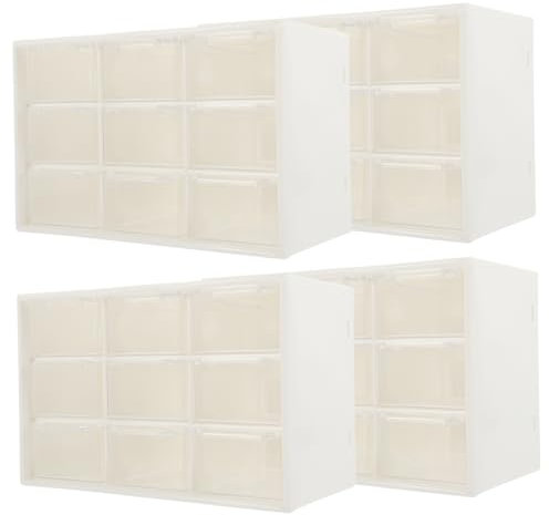 Veemoon 4pcs Mini Drawer Organizer Boxes Small Parts Storage Plastic Storage Case Dustproof for Craft Supplies and Accessories