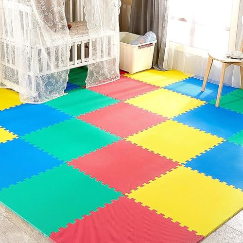 Interlocking EVA Foam Floor Mats – 60x60cm Soft Exercise Tiles for Gym, Home, Garage, Yoga, Kids Playroom – Protective, Non-Slip Puzzle Mats for Workouts & Weights (Multicolor, 8 Mats (32sq.ft))