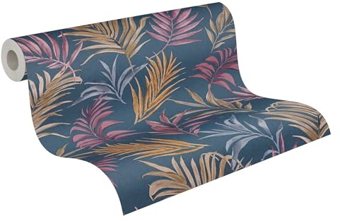 Livingwalls CosmoLiving Non-Woven Wallpaper with Jungle Design in Blue, red, Yellow, Purple – 10,05 x 0,53 m Patterned Wallpaper by Cosmopolitan – 791085
