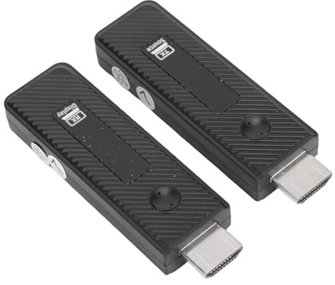 Jectse Drahtloser HD -Multimedia -Sender und Empfänger, 5G 2,4G 4K Decodieren 1080p Ausgangsstecker und Spielen Sie Tragbare HD -Multimedia -Extender -Kit für Projektor -TV -Box (Black)