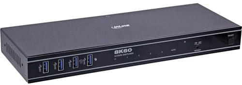 InLine KVM Switch 4-Fach HDMI 2.1, 8K@60Hz, USB 3.2, HDR10+, Dolby Atmos, IR & Hotkey Steuerung, RS-232, HDMI Umschalter für 4 PCs, 57885D