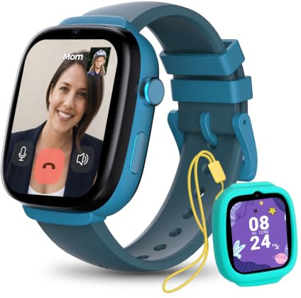 EIOTCLUB 4G LTE Kinder Smartwatch (mit SIM-Karte), Videoanruf, GPS, SOS | Schulmodus, Sicherheitszonen, IP68, Schrittzähler, integrierte SIM für Europa-Netze, für Jungen und Mädchen von 4–12 Jahren