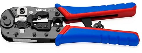 KNIPEX Crimpzange, 97 51 13 SB | Geeignet für RJ45-Westernstecker in Blister mit Mehrkomponenten-Hüllen 190 mm
