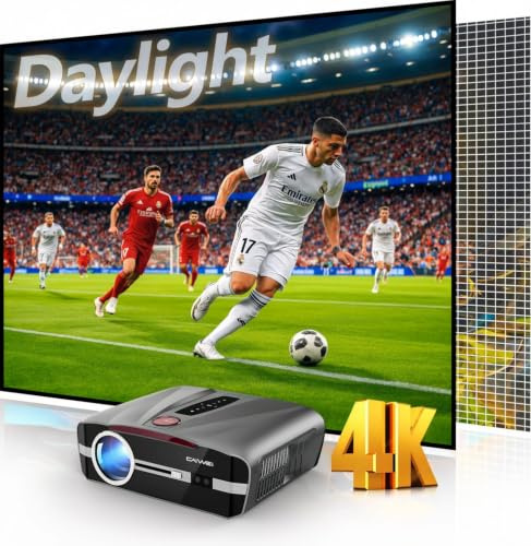 Daylight Projector 4K Ultra HD 2300ANSI High Lumen,Smart Home Cinema Indoor Daytime Projectors with WiFi6,Bluetooth,Streaming Apps,NFC,HDR10+,ToF Auto Focus,HDMI 2.1 ARC for Outdoor Movie Video Gaming
