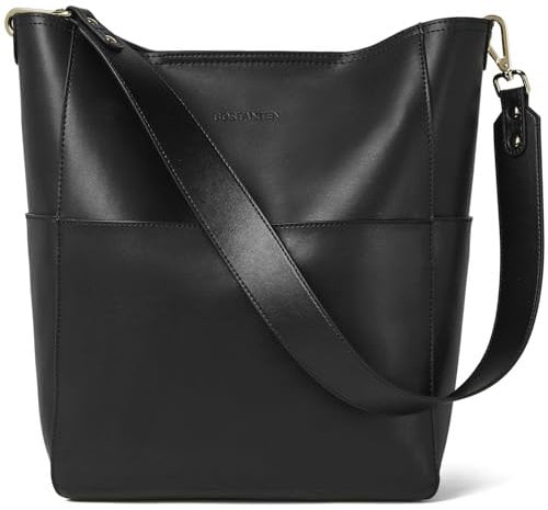 BOSTANTEN Leder Damen Handtasche Schultertasche Umhängetasche Designer Tasche Groß Schwarz