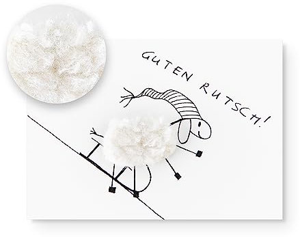 Inkognito Plüsch Postkarte, Anlass: ''flauschig'' im Motiv: ''Plüschkarte Guten Rutsch'', Künstler/Künstlerin: ''Barbara Dienz-Sengmüller'' Art-Nr.: 20725, aufgelegt vom Berliner Verlag