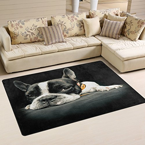 Use7 Teppich für französische Welpen, Mops, Bulldogge, rutschfest, für Wohnzimmer, Schlafzimmer, 100 x 150 cm