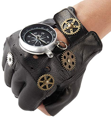 dream cosplay Steampunk Lederhandschuhe Herren Gothic Fingerlose Handschuhe
