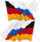 DEUTSCHLAND-RUSSLAND Deutsch-Russisch Wehende Flagge 75mm Auto & Motorrad Aufkleber, x2 Vinyl Stickers (Links - Rechts)