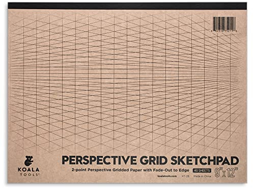 Koala Tools Zeichenperspektive (1- und 2-Punkt), großer Skizzenblock (2 Punkte, 22,9 x 30,5 cm)