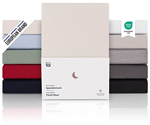 Blumtal® Premium Spannbettlaken 140x200cm 2er Set Jersey - OEKO-TEX zertifiziertes Spannbettlaken 140x200cm Baumwolle 100% - Spannbetttuch 140x200 für Matratzen 25cm/140x200 Spannbettlaken - Elfenbein