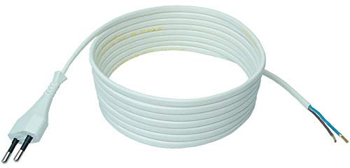 Anschlussleitung Zuleitung Euro-Stecker Netzkabel Stromkabel 2-polig 2 x 0,75mm2 (Weiss, 3,0 Meter)