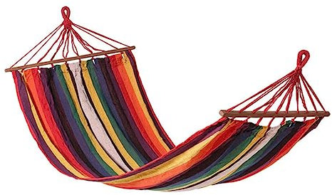 ATOSA Textilhängematte mit Stange 200 x 100 cm Mehrfarbig rot