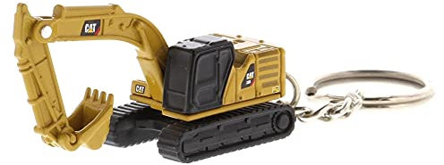 Diecast Masters 85981 - Pelle sur chenilles Caterpillar 320 en porte-clés, véhicule de chantier CAT en métal très détaillé, env. 3,5 x 2 x 2 cm, convient à partir de 14 ans, Jaune