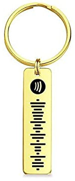 Personalisierter Spotify Code Schlüsselanhänger mit Ihrer Musik Edelstahl Gravur Lied mit Ring Selbst Gestalten Geschenk für Männer Frauen Mutter Kinder Musikfan Geburtstag Muttertag Weihnachten