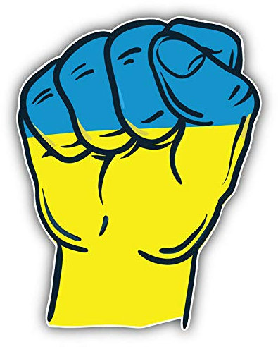 20cm! Hochwertiger Kühlschrank-Auto-Aufkleber Sticker Cartoon Comic Ukraine Flagge Fahne Faust UV&Waschanlagenfest Decal