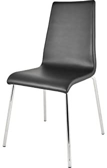 t m c s Tommychairs - Stuhl Madrid mit hochfestem, verchromtem Gestell aus Stahlrohr und Sitzfläche aus mehrschichtigem Holz gepolstert und mit schwarzem Kunstleder bezogen