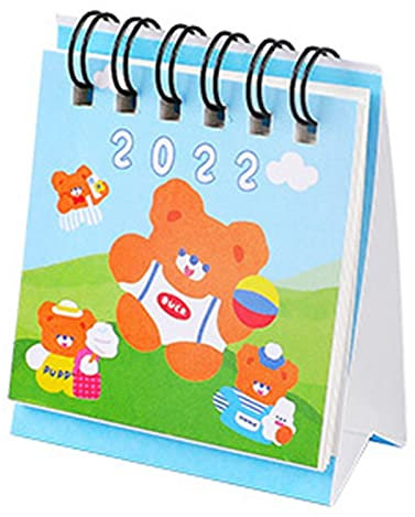 Kalender 2022 Niedlicher Cartoon-Kalender Kawaii-Bär-Desktop-Papier-Mini-Kalender täglich wöchentlicher Scheduler-Tischplaner Jahresagenda-Organizer Wandkalender Tischkalender ( Color : OSS19995RL12 )