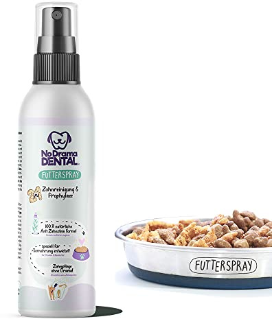 No Drama Dental® Zahnpflege Spray für das Hundefutter - Futterspray Zahnpflege gegen Maulgeruch, Zahnreinigung & Prophylaxe, entfernt Zahnstein - Zahnreinigung ohne Bürste (130 ml)