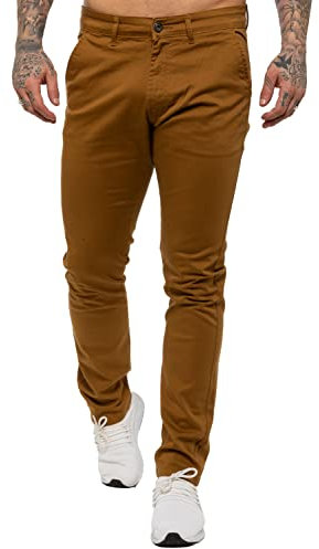 989Zé ENZO Mens Skinny Slim Fit Chinos Stretch Trousers Pants EZ348 TAN 30 Regular