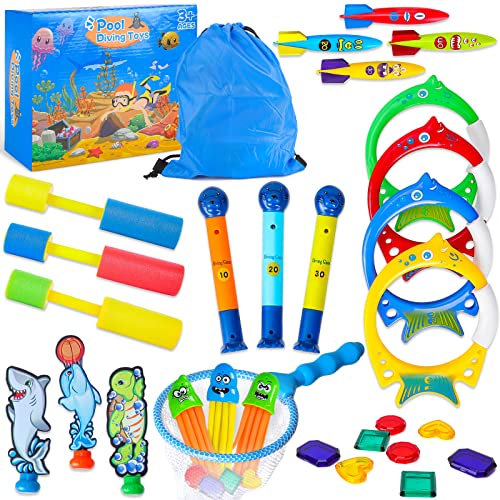 Yellcetoy Pool Toys for Kids, Swimming Diving Set with Storage Bag, Underwater Training Game for Boys Girls Age 3-12 (764)