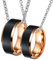 BCughia Pärchen Ketten für 2, Partnerketten mit Gravur Roségold Kette Personalisiert 8 mm Ring aus Gebürstetem Roségold mit Abgeschrägten Kanten Halskette