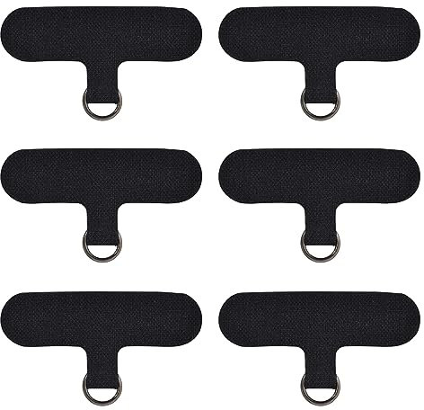 Naapesi Universal Phone Tether Tab, 6 Stück Handy Lanyard Pads, Handykette Patch, Lanyard Adapter Polyester Material Phone Lanyard Patches für Fallschutz, für die Meisten Smartphones (Schwarz)