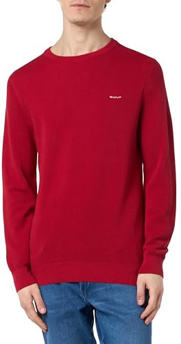 GANT Herren Cotton Pique C-Neck Pullover, Ruby Red 1, Medium
