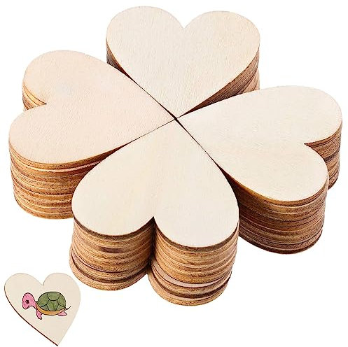 Holzscheiben, Runde Holzscheibe, für Dekoration, Untersetzer, Handwerke, Bemalen, DIY (Herzförmig, 50CM-50PACK)