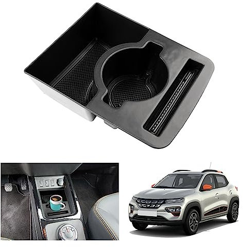 GAFAT Dacia Spring Electric 2022 2023 2024 Mittelkonsole Aufbewahrungsbox, Dacia Spring Organizer Tray Handschuhfach Unten die Mittelkonsole mit Getränkehalter, Dacia Spring Zubehör