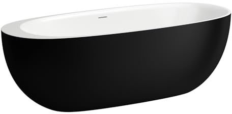 LAUFEN ILBAGNOALESSI Badewanne, freistehend, Mineralgusswerkstoff, 1850x800x440mm, H2209720650001, Farbe: schwarz außen, weiß innen