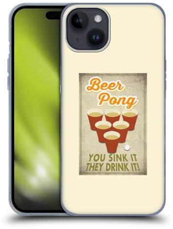Head Case Designs Offizielle Lantern Press Beer Pong Männerhöhle Soft Gel Handyhülle Hülle kompatibel mit Apple iPhone 15 Plus